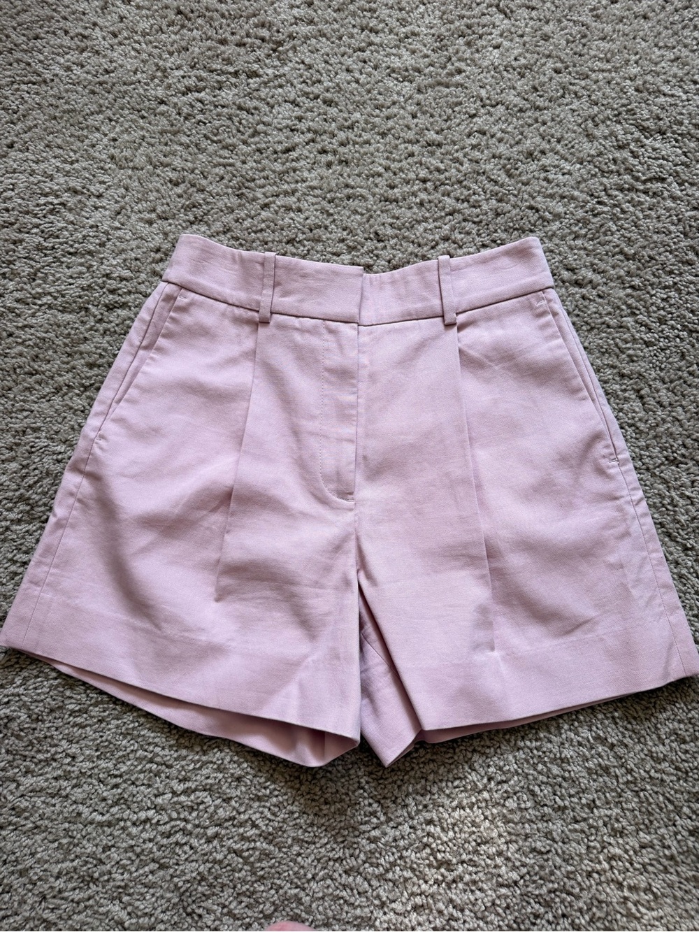 Rebecca Taylor High-Waist Tailored Shorts in Pale Pink